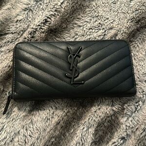 YSL Monogram Quilted Leather Zip Wallet